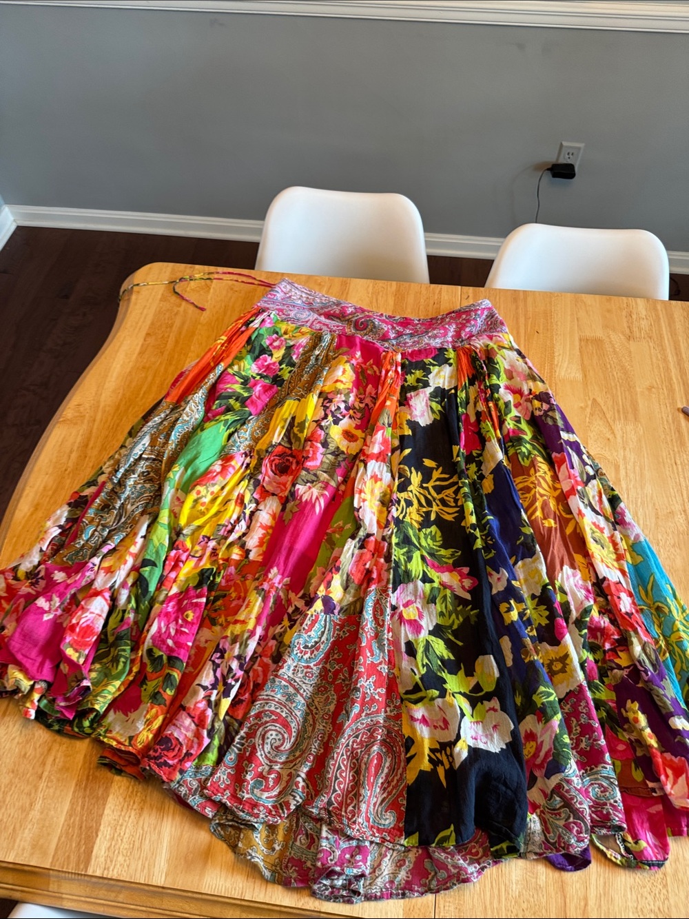 Multicolor Boho Patchwork Circle Skirt - Vibrant Floral